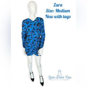 Zara Blue Party Dress, NWT, Size M